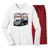 British Classic Sports Mini Car With Flag Women's Long Sleeve Flannel Pajama Set 