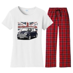 British Classic Sports Mini Car With Flag Women's Flannel Pajama Set