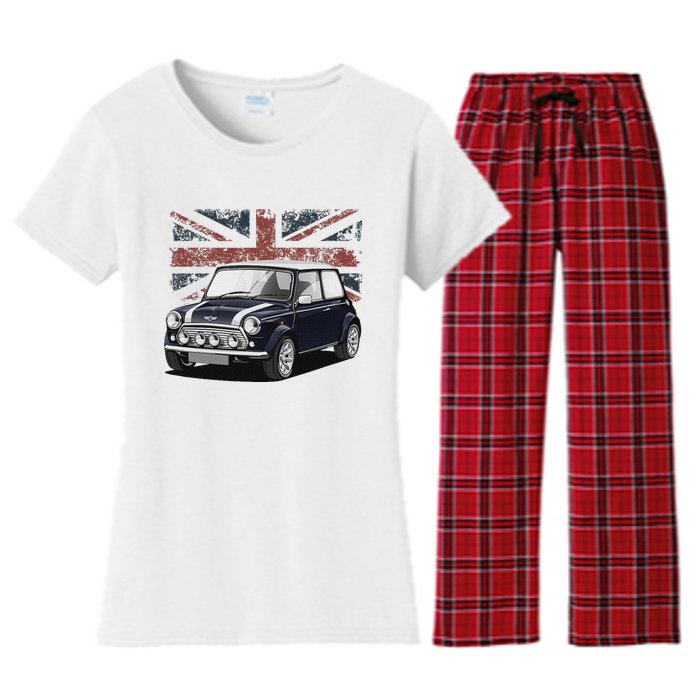 British Classic Sports Mini Car With Flag Women's Flannel Pajama Set