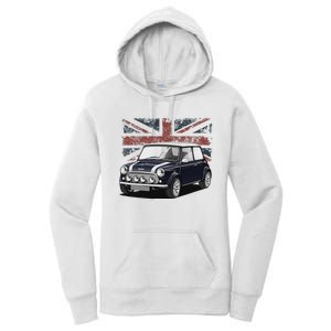 British Classic Sports Mini Car With Flag Women's Pullover Hoodie