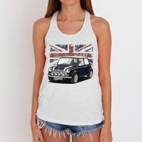 British Classic Sports Mini Car With Flag Women's Knotted Racerback Tank