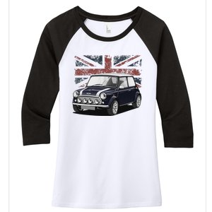 British Classic Sports Mini Car With Flag Women's Tri-Blend 3/4-Sleeve Raglan Shirt