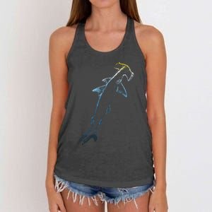 Beautiful Colors Swimming Hammerhead Shark Lovers Women's Knotted Racerback Tank