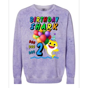 Baby Cute Shark Birthday Boy 2 Year Old Colorblast Crewneck Sweatshirt