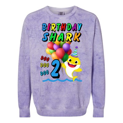 Baby Cute Shark Birthday Boy 2 Year Old Colorblast Crewneck Sweatshirt