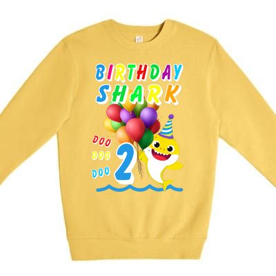 Baby Cute Shark Birthday Boy 2 Year Old Premium Crewneck Sweatshirt