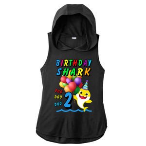 Baby Cute Shark Birthday Boy 2 Year Old Ladies PosiCharge Tri-Blend Wicking Draft Hoodie Tank