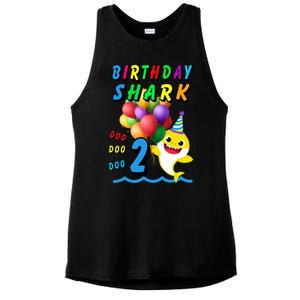 Baby Cute Shark Birthday Boy 2 Year Old Ladies PosiCharge Tri-Blend Wicking Tank