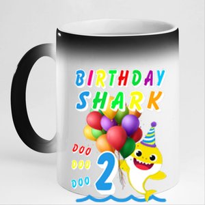 Baby Cute Shark Birthday Boy 2 Year Old 11oz Black Color Changing Mug