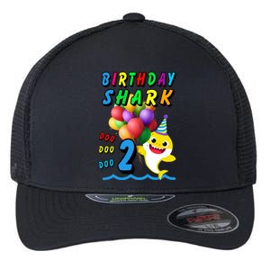 Baby Cute Shark Birthday Boy 2 Year Old Flexfit Unipanel Trucker Cap