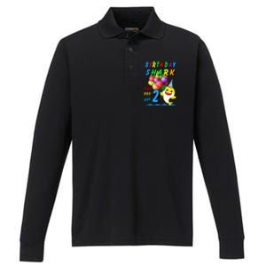 Baby Cute Shark Birthday Boy 2 Year Old Performance Long Sleeve Polo