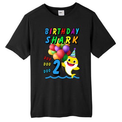 Baby Cute Shark Birthday Boy 2 Year Old Tall Fusion ChromaSoft Performance T-Shirt