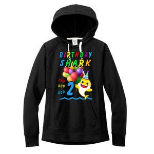 Baby Cute Shark Birthday Boy 2 Year Old Women's Fleece Hoodie