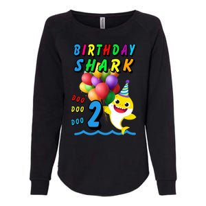 Baby Cute Shark Birthday Boy 2 Year Old Womens California Wash Sweatshirt