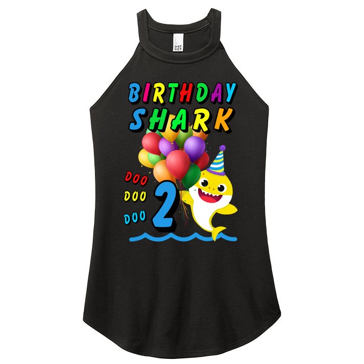 Baby Cute Shark Birthday Boy 2 Year Old Women's Perfect Tri Rocker Tank