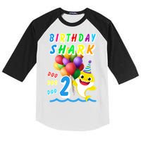 Baby Cute Shark Birthday Boy 2 Year Old Kids Colorblock Raglan Jersey