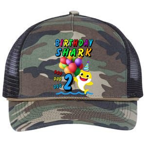 Baby Cute Shark Birthday Boy 2 Year Old Retro Rope Trucker Hat Cap