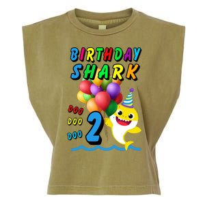 Baby Cute Shark Birthday Boy 2 Year Old Garment-Dyed Women's Muscle Tee