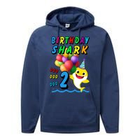 Baby Cute Shark Birthday Boy 2 Year Old Performance Fleece Hoodie