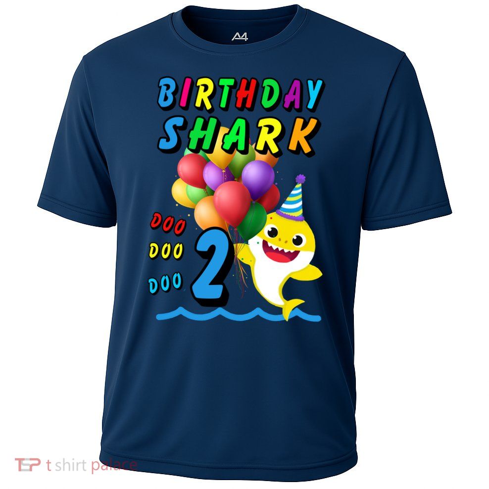 Baby Cute Shark Birthday Boy 2 Year Old Cooling Performance Crew T-Shirt