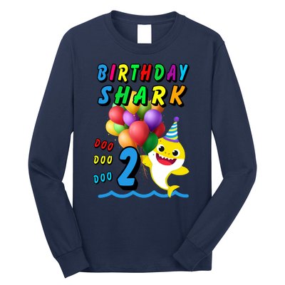 Baby Cute Shark Birthday Boy 2 Year Old Long Sleeve Shirt