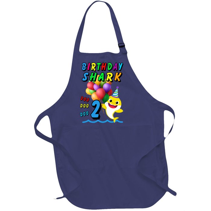 Baby Cute Shark Birthday Boy 2 Year Old Full-Length Apron With Pockets