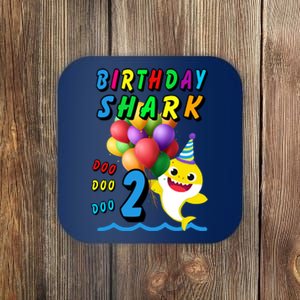 Baby Cute Shark Birthday Boy 2 Year Old Coaster