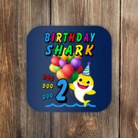 Baby Cute Shark Birthday Boy 2 Year Old Coaster