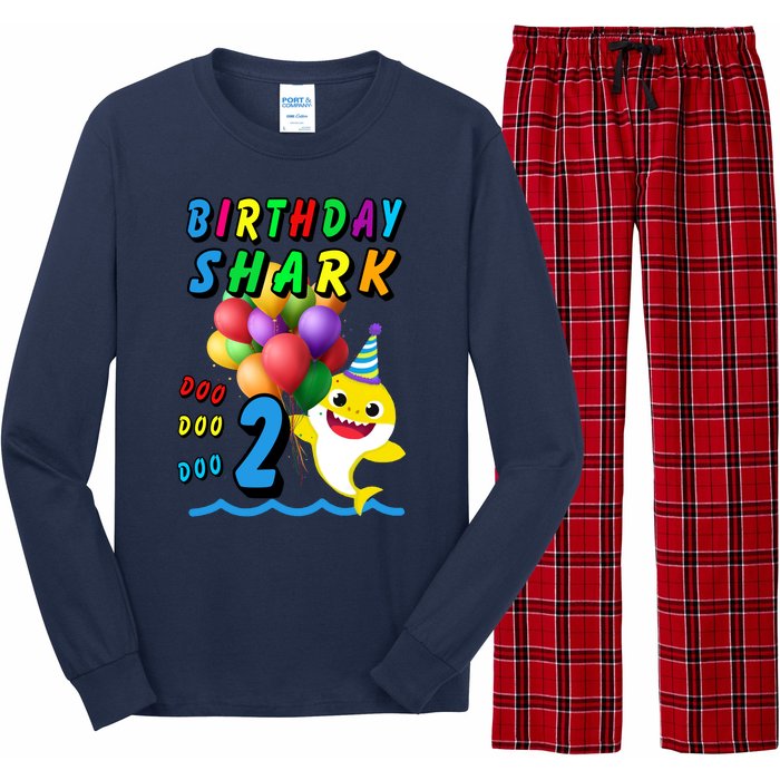 Baby Cute Shark Birthday Boy 2 Year Old Long Sleeve Pajama Set