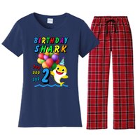 Baby Cute Shark Birthday Boy 2 Year Old Women's Flannel Pajama Set