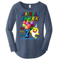 Baby Cute Shark Birthday Boy 2 Year Old Women's Perfect Tri Tunic Long Sleeve Shirt