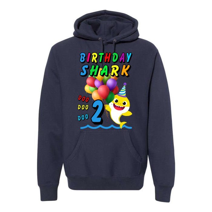 Baby Cute Shark Birthday Boy 2 Year Old Premium Hoodie