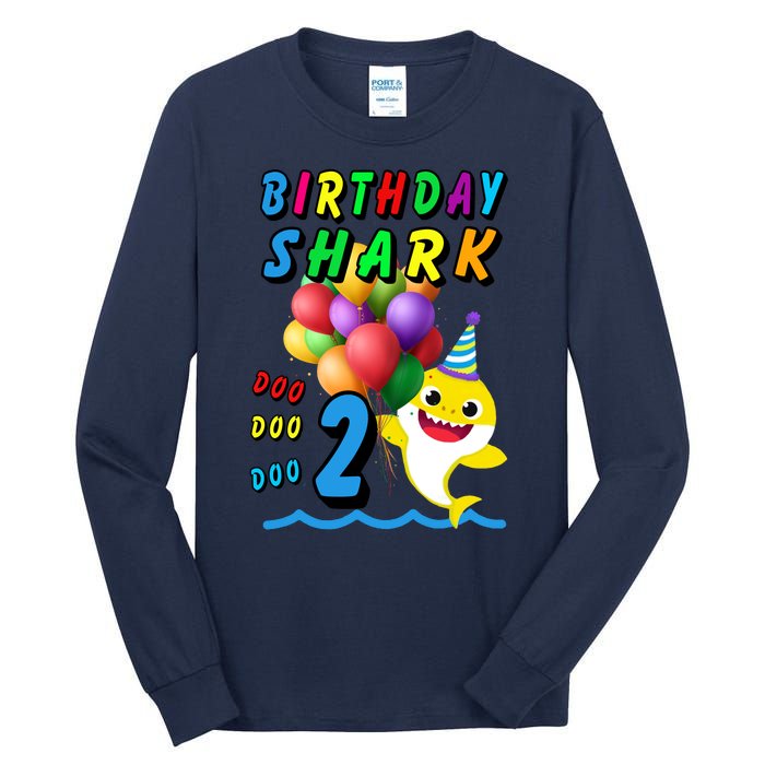 Baby Cute Shark Birthday Boy 2 Year Old Tall Long Sleeve T-Shirt