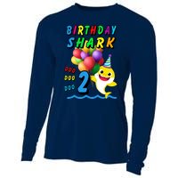 Baby Cute Shark Birthday Boy 2 Year Old Cooling Performance Long Sleeve Crew