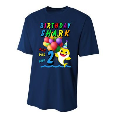 Baby Cute Shark Birthday Boy 2 Year Old Performance Sprint T-Shirt