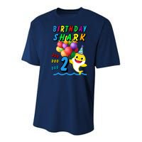 Baby Cute Shark Birthday Boy 2 Year Old Youth Performance Sprint T-Shirt