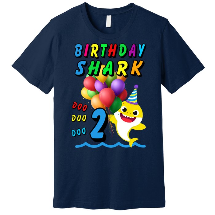 Baby Cute Shark Birthday Boy 2 Year Old Premium T-Shirt