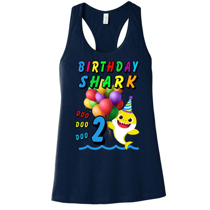 Baby Cute Shark Birthday Boy 2 Year Old Women's Racerback Tank