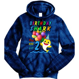 Baby Cute Shark Birthday Boy 2 Year Old Tie Dye Hoodie