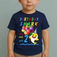 Baby Cute Shark Birthday Boy 2 Year Old Toddler T-Shirt