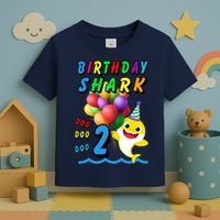 Baby Cute Shark Birthday Boy 2 Year Old Toddler T-Shirt