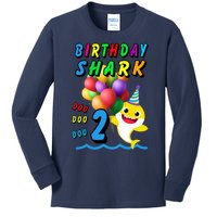 Baby Cute Shark Birthday Boy 2 Year Old Kids Long Sleeve Shirt