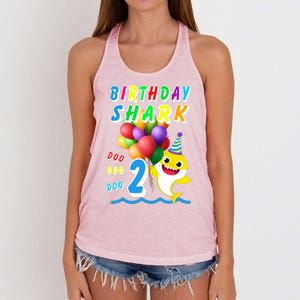 Baby Cute Shark Birthday Boy 2 Year Old Women's Knotted Racerback Tank