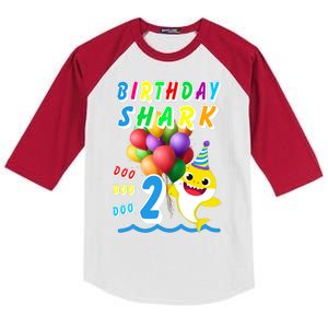 Baby Cute Shark Birthday Boy 2 Year Old Kids Colorblock Raglan Jersey