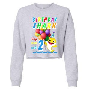 Baby Cute Shark Birthday Boy 2 Year Old Cropped Pullover Crew