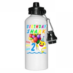 Baby Cute Shark Birthday Boy 2 Year Old Aluminum Water Bottle