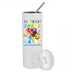 Baby Cute Shark Birthday Boy 2 Year Old Stainless Steel Tumbler