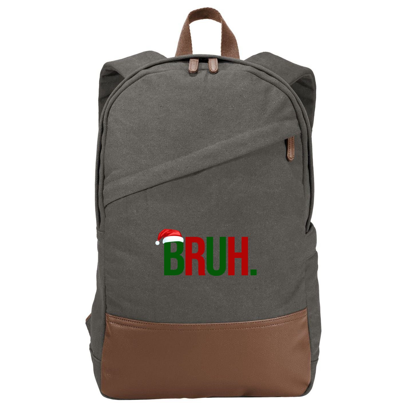 Bruh Christmas Santa Funny Cotton Canvas Backpack