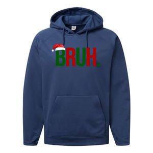 Bruh Christmas Santa Funny Performance Fleece Hoodie