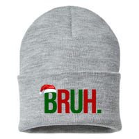 Bruh Christmas Santa Funny Sustainable Knit Beanie